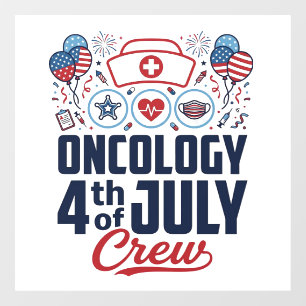 Oncologie 4 juli Crew Medisch Patriottisch T-shirt Raamsticker