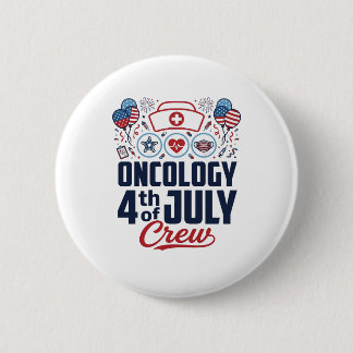 Oncologie 4 juli Crew Medisch Patriottisch T-shirt Ronde Button 5,7 Cm