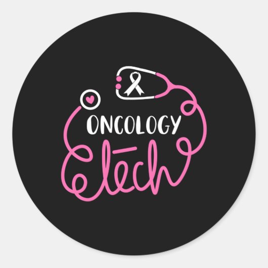 Oncologie Tech Cancer Awareness Radiation Oncology Ronde Sticker (Voorkant)