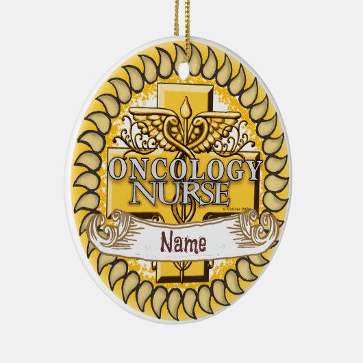 Oncologie Verpleegkundige Caduceus aangepaste verp Keramisch Ornament (Rechts)