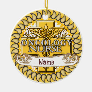Oncologie Verpleegkundige Caduceus aangepaste verp Keramisch Ornament