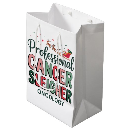 Oncologie Verpleegster Kerst Kanker Chemo Oncologi Medium Cadeauzakje (Voorkant Gekanteld)