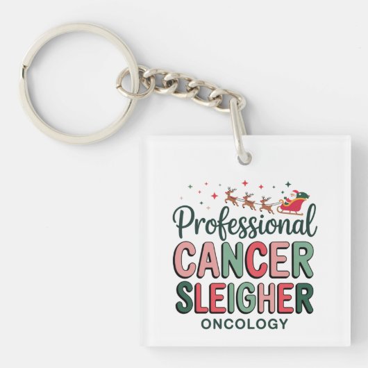 Oncologie Verpleegster Kerst Kanker Chemo Oncologi Sleutelhanger (Voorkant)