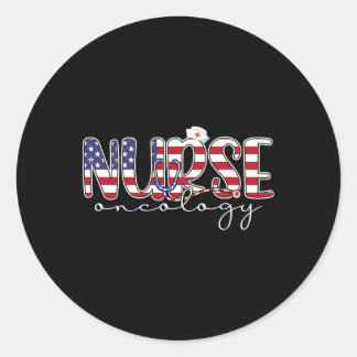 Oncologieverpleegster 4 juli Amerikaanse vlag Verp Ronde Sticker