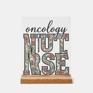 Oncologieverpleegster bloem vintage acryl bord
