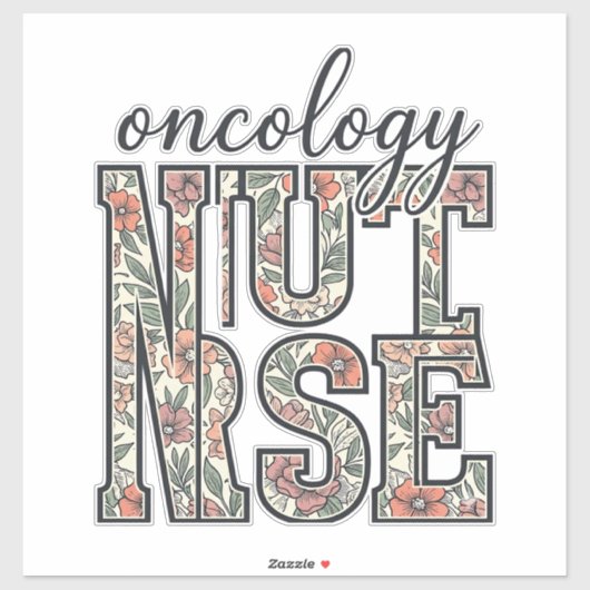 Oncologieverpleegster bloem vintage sticker (Vel)