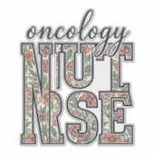Oncologieverpleegster bloem vintage sticker (Voorkant)
