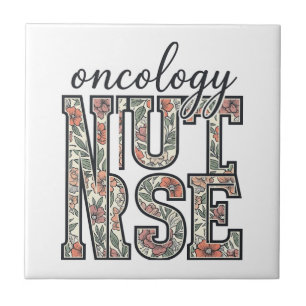 Oncologieverpleegster bloem vintage tegeltje