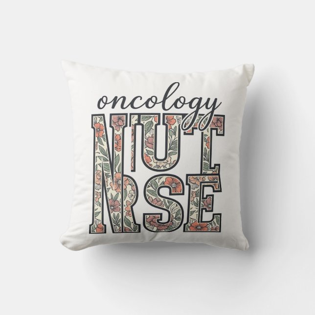 Oncologieverpleegster Bloemig Vintage Kussen (Voorkant)