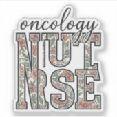 Oncologieverpleegster Bloemig Vintage Sticker (Voorkant)