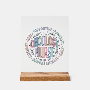 Oncologieverpleegster Cirkelcitaat Bloemige Shirt Acryl Bord