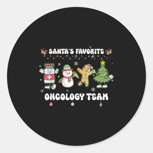 Oncology Christmas Crew Chemotherapy Nurse Techs N Ronde Sticker (Voorkant)