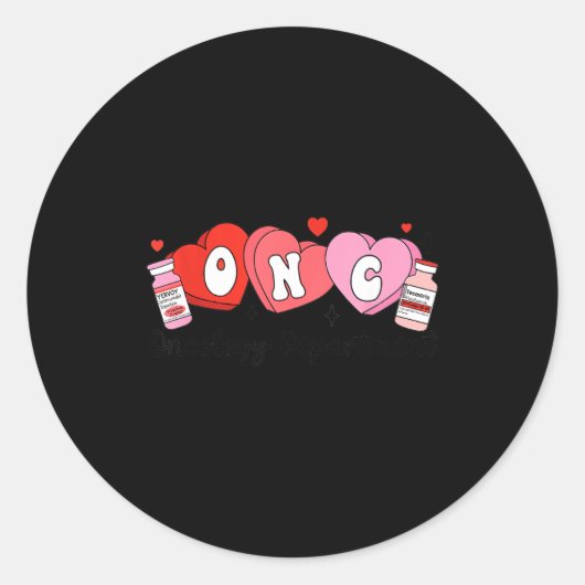 Oncology Nurse Fight Cancer Nurse Valentine Onc De Ronde Sticker (Voorkant)