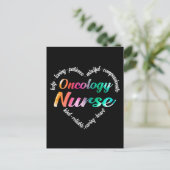 Oncology Nurse Heart Word Cloud Waterverf Rainbow Feestdagenkaart (Staand voorkant)