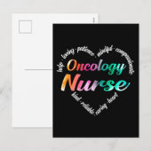 Oncology Nurse Heart Word Cloud Waterverf Rainbow Feestdagenkaart (Voorkant / Achterkant)