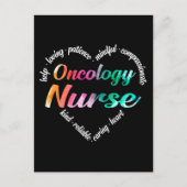 Oncology Nurse Heart Word Cloud Waterverf Rainbow Feestdagenkaart (Voorkant)