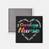Oncology Nurse Heart Word Cloud Waterverf Rainbow Magneet (Voorkant / Achterkant)