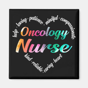 Oncology Nurse Heart Word Cloud Waterverf Rainbow Magneet