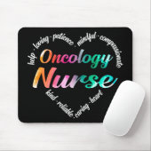 Oncology Nurse Heart Word Cloud Waterverf Rainbow Muismat (Met muis)