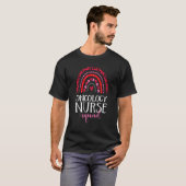 Oncology Nurse Squad Rainbow Leopard Nursing Valen T-shirt (Voorkant volledig)