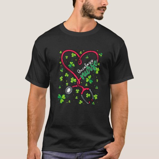 Oncology Nurse St Patricks Day Love Stethoscope T-shirt (Voorkant)