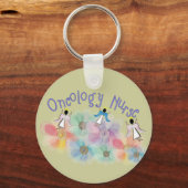 Oncology Nurse Whispy Angels & Flowers Design Sleutelhanger (Voorkant)
