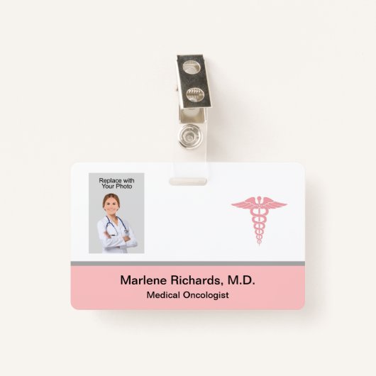Oncoloog Cancer Medical Photo ID Sjabloon Badge (Voorkant met clip)