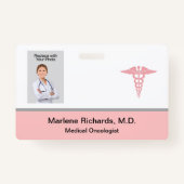 Oncoloog Cancer Medical Photo ID Sjabloon Badge (Achterkant)
