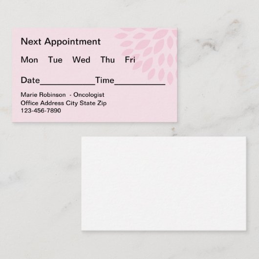 Oncoloog Kanker Behandeling Afspraakkaarten Afsprakenkaartje (Voorkant / Achterkant)