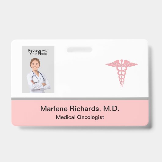 Oncoloog Kanker Medische Foto ID-sjabloon Badge (Voorzijde)