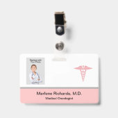 Oncoloog Kanker Medische Foto ID-sjabloon Badge (Voorzijde met clip)