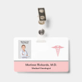 Oncoloog Kanker Medische Foto ID-sjabloon Badge (Achterkant met clip)