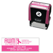 Oncoloog roze lint logo DIY bedrijfsgegevens Zelfinktende Stempel (In situ)