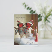 Ondanks het jaar dat we vakantiecheer Snowmen stur Briefkaart (Staand voorkant)