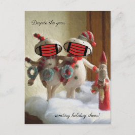 Ondanks het jaar dat we vakantiecheer Snowmen stur Briefkaart