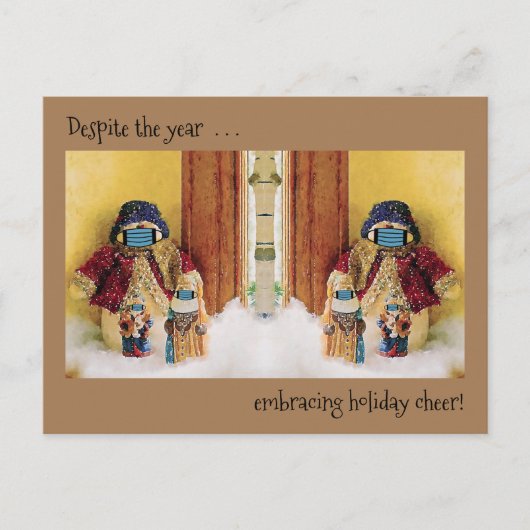 Ondanks het jaar omarmen vakantie cheer Briefkaart (Voorkant)