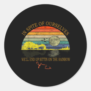 Ondanks onszelf zitten we uiteindelijk in de regen ronde sticker