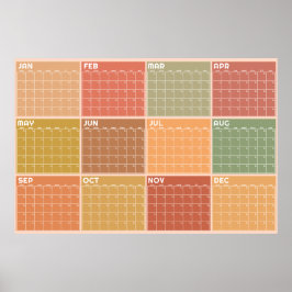 Ondaterende lege aardetonen Boho planner kalender Poster
