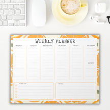 Ondaterende Verticale Weekplanner, Oranje Rand
