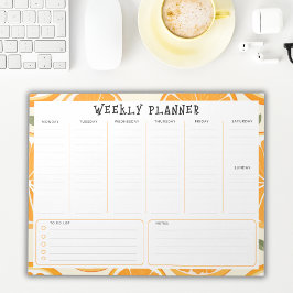 Ondaterende Verticale Weekplanner, Oranje Rand Notitieblok