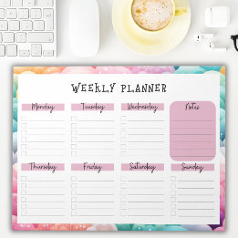 Ondaterende weekplanner, regenboogwolk rand notiti notitieblok