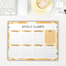 Ondateringsweekplanner met oranje schijf rand notitieblok