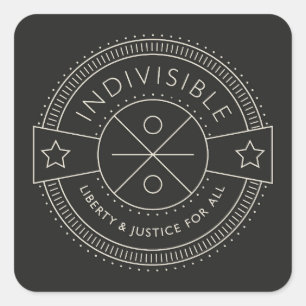 Ondeelbaar, met vrijheid en rechtvaardigheid voor vierkante sticker