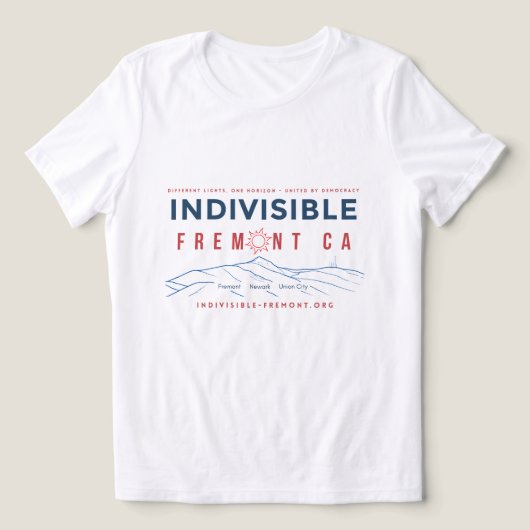 Ondeelbare Fremont CA Patriottisch Unisex T-Shirt (Design voorkant)