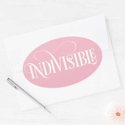 Ondeelbare Sticker / Wit Script (Ovaal) (Envelop)