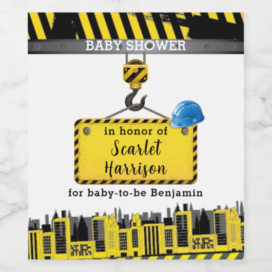 Onder Baby shower van de bouwnijverheid Wijn Etiket (Enkel label)