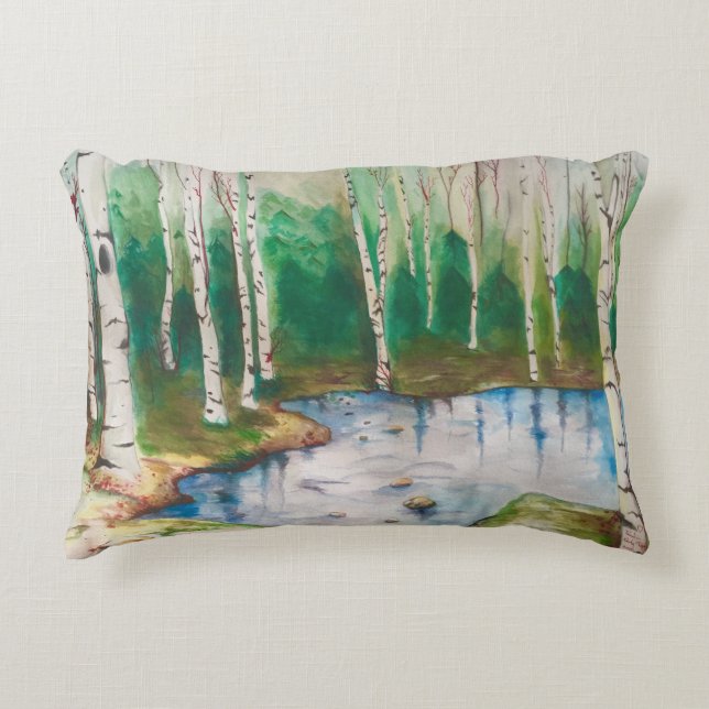 "Onder Birch Trees" Pillow Decoratief Kussen (Voorkant)