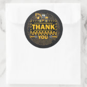 Onder Bouwgraafmachine bedankt jullie verjaardag Ronde Sticker (Tas)