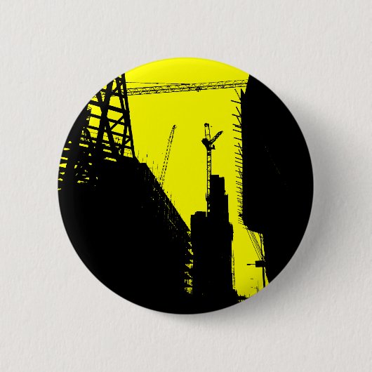 Onder Bouwnijverheid - Geel Ronde Button 5,7 Cm (Voorkant)