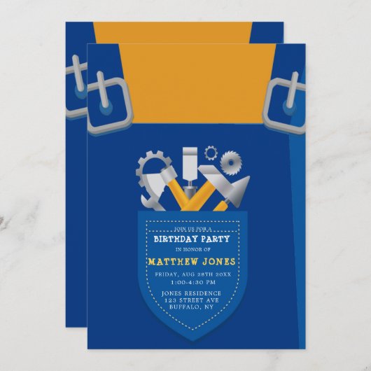 Onder Bouwnijverheid Handyman Birthday Party (Voorkant / Achterkant)